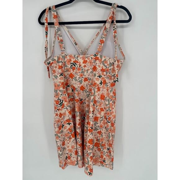 Bloomchic Sleeveless Swim Dress Orange Floral Print Size 14-16 Padded Boho Beach - Picture 5 of 9